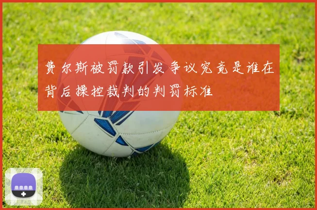 费尔斯被罚款引发争议究竟是谁在背后操控裁判的判罚标准